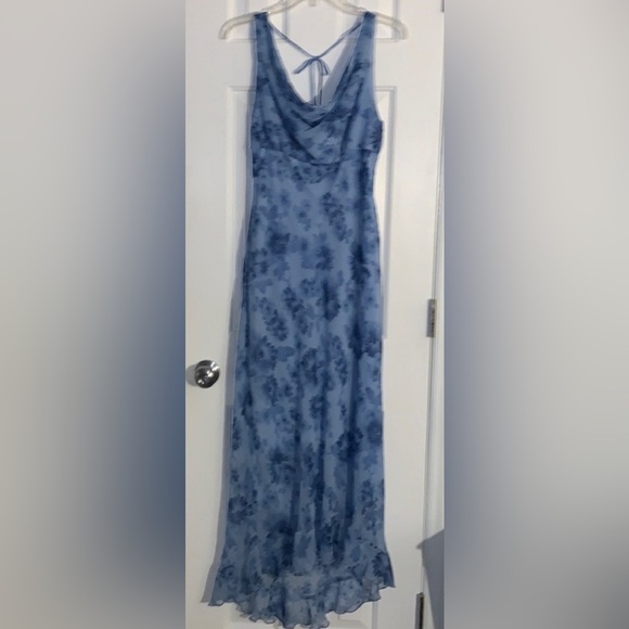 Vintage Blue sleeveless lined dress with flowers by B. Darlin size 11/12 - Picture 2 of 12
